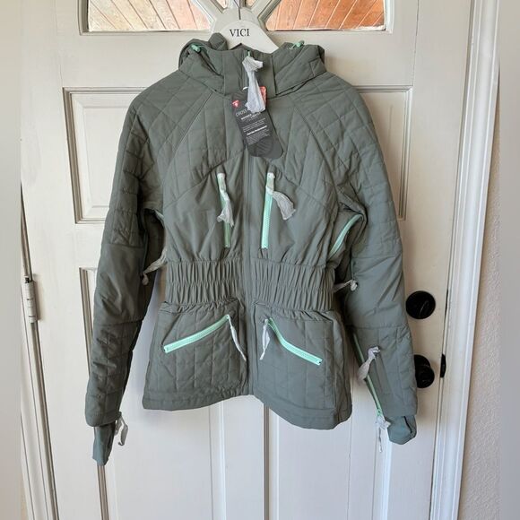 NWT Free People FP Movement Revolve All Prepped Ski Jacket In Greyed Olive - Picture 4 of 10